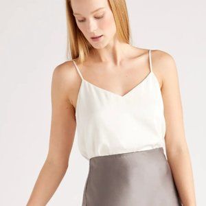 Ivory Washable Stretch Silk V-Neck Cami Size Small